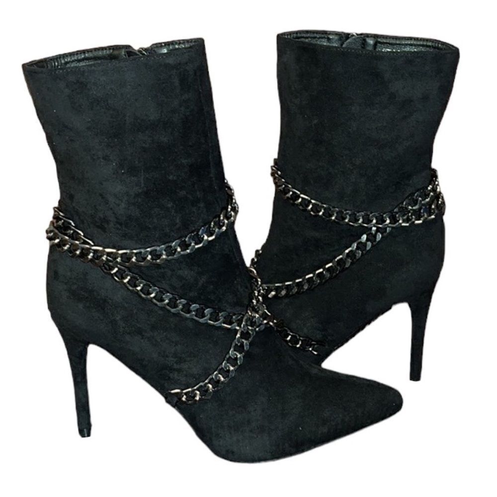 NY&Co Faux-Suede Chain Detailed Stiletto Booties